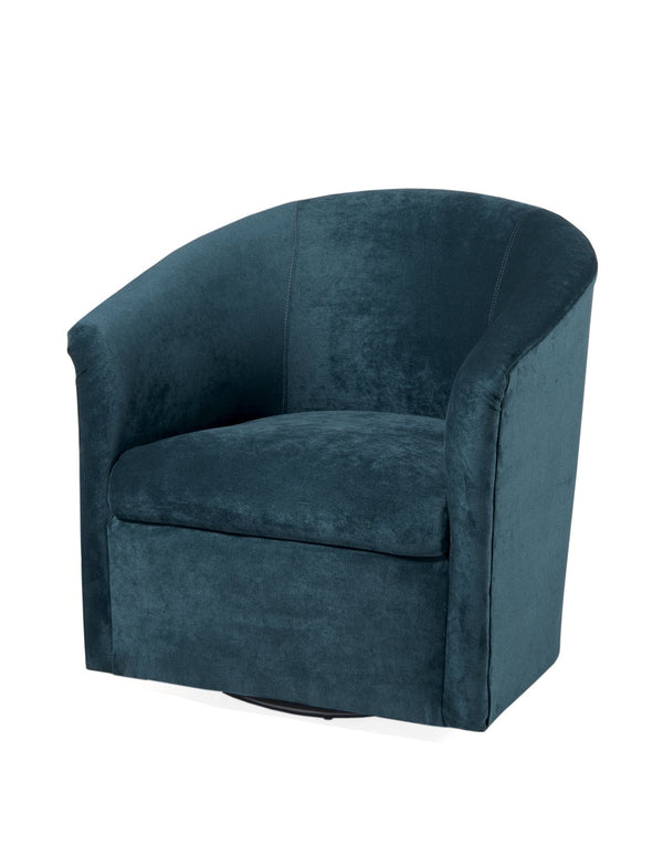 English Elm Eden Ocean Microfiber Swivel Chair in Blue — Velvet-Like, Durable 360° Comfort, Solid Hardwood Frame, USA Made B05063786