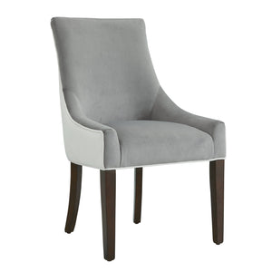 English Elm Jackson Plush Two-Tone Upholstered Dining Chair in Smoke with Walnut Legs, Foam Seat, Floor Glides Included B05063792
