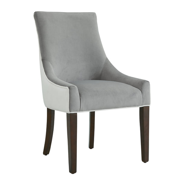 English Elm Jackson Plush Two-Tone Upholstered Dining Chair in Smoke with Walnut Legs, Foam Seat, Floor Glides Included B05063792
