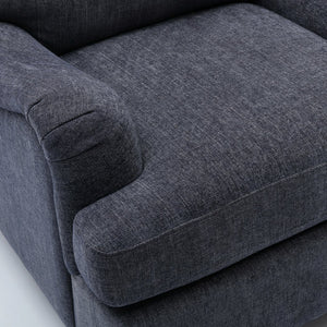 English Elm Candor Arm Chair with English Roll Arms and Pocket Spring Seat, Walnut Turned Legs, Cozy Supportable Upholstery Navy B05063796