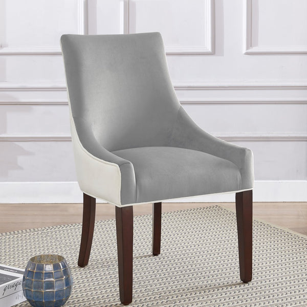 English Elm Jackson Plush Two-Tone Upholstered Dining Chair in Smoke with Walnut Legs, Foam Seat, Floor Glides Included B05063792