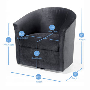 English Elm Eden Charcoal Microfiber Swivel Chair - Luxurious Velvet Feel, Durable 360° Swivel, Made in USA B05063784