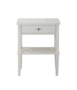English Elm Madison White Nightstand with Brushed Nickel Pulls, Solid Wood & MDF, Drawer Glide, Open Shelf (21"H) B05063811