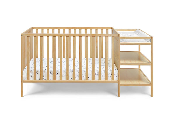 English Elm Palmer Convertible Crib Changer Combo Solid Wood Nursery Furniture with Storage Shelves B02263649