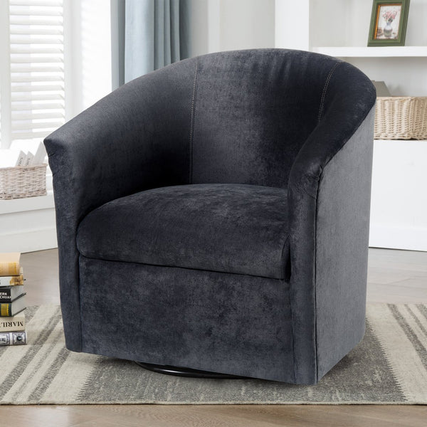 English Elm Eden Charcoal Microfiber Swivel Chair - Luxurious Velvet Feel, Durable 360° Swivel, Made in USA B05063784