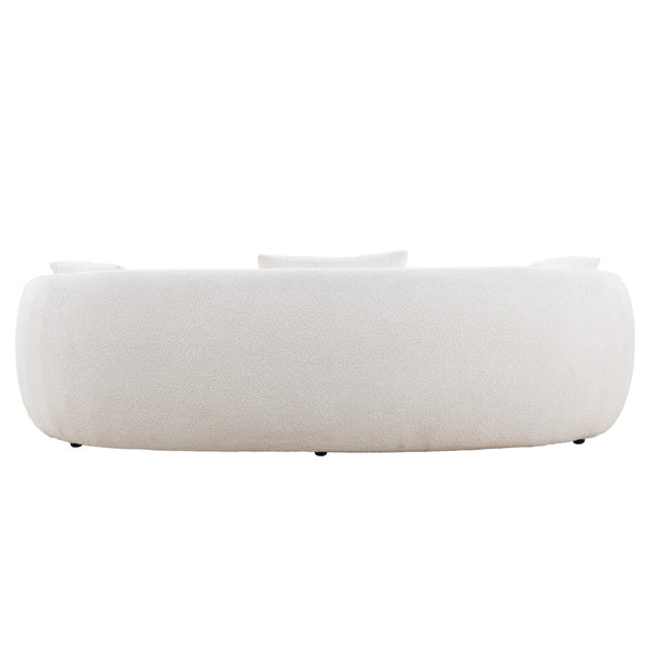 English Elm Mid Century Curved Boucle Sofa Four Seat Sculptural Couch for Modern Living Rooms W87657698