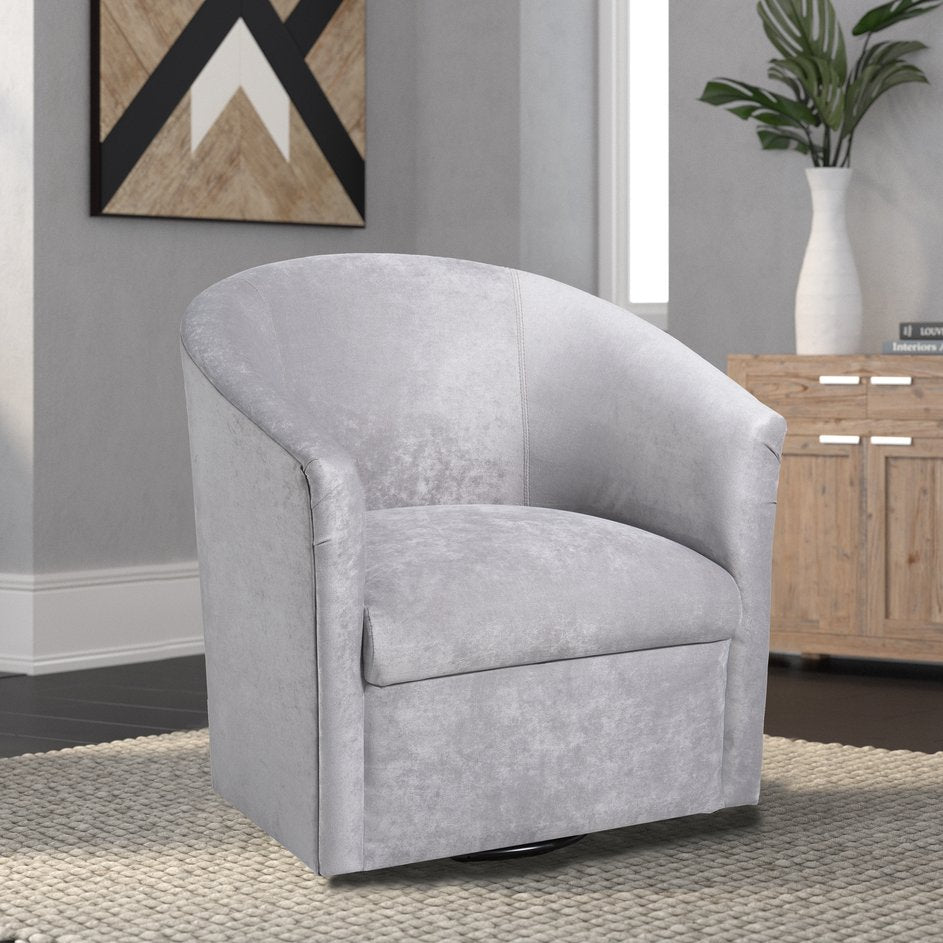 English Elm Eden Silver Microfiber Swivel Chair — Luxurious Velvet Feel, 360° Swivel, Durable 50K Double Rub Quality (Made in USA) B05063787