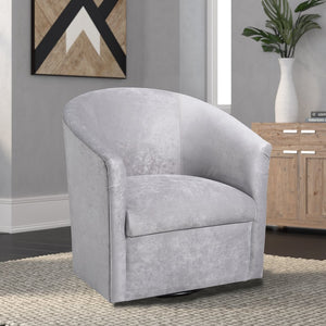 English Elm Eden Silver Microfiber Swivel Chair — Luxurious Velvet Feel, 360° Swivel, Durable 50K Double Rub Quality (Made in USA) B05063787