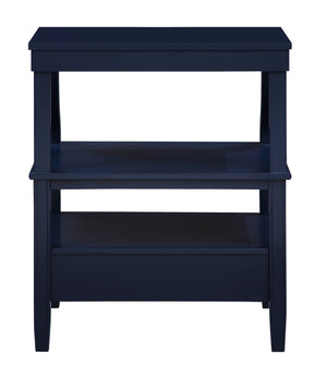 English Elm Newland Midnight Storage Nightstand with Drawer, Pull-Out Tray & Ample Shelves in Elegant Blue Finish Navy Blue B05063816