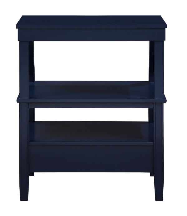 English Elm Newland Midnight Storage Nightstand with Drawer, Pull-Out Tray & Ample Shelves in Elegant Blue Finish Navy Blue B05063816