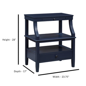 English Elm Newland Midnight Storage Nightstand with Drawer, Pull-Out Tray & Ample Shelves in Elegant Blue Finish Navy Blue B05063816