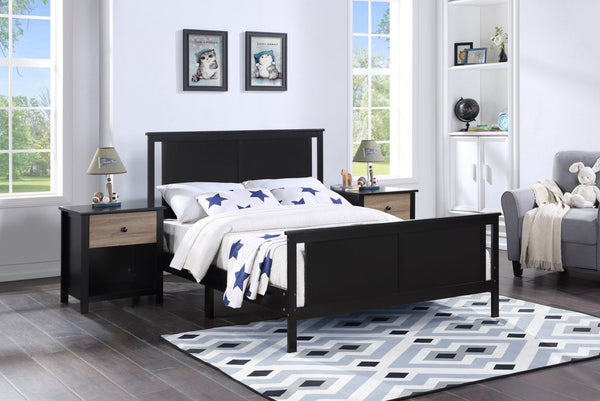 English Elm Connelly Full Bed Reversible Panel Headboard Two-tone Veneer Traditional Bedroom Frame Black B02263746