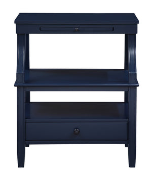 English Elm Newland Midnight Storage Nightstand with Drawer, Pull-Out Tray & Ample Shelves in Elegant Blue Finish Navy Blue B05063816