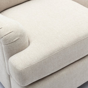 English Elm Candor Arm Chair with English Roll Arms and Pocket Spring Seat, Walnut Turned Legs, Cozy Supportable Upholstery Light beige B05063794