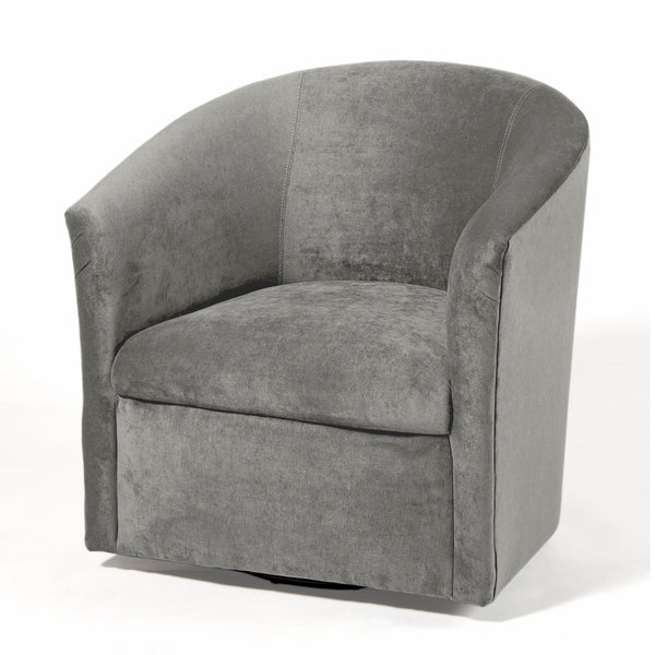 English Elm Eden Ash Grey Swivel Chair — Luxurious Velvet-Feel Microfiber, 360° Swivel, Solid Hardwood Frame B05063783