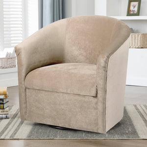 English Elm Eden Sand Microfiber Swivel Chair – Luxurious Velvet-Feel, Durable 360° Base, No Assembly, USA-made B05063785