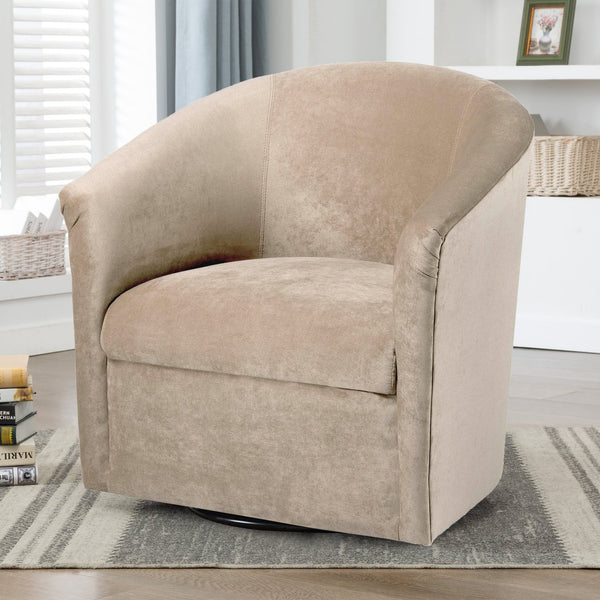 English Elm Eden Sand Microfiber Swivel Chair – Luxurious Velvet-Feel, Durable 360° Base, No Assembly, USA-made B05063785