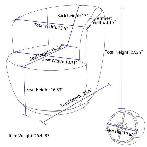 English Elm Teddy Fabric Barrel Swivel Chair with Metal Ring Base for Living Room Reading Nook Green W52741628