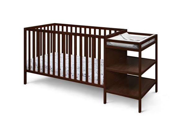 English Elm Palmer Convertible Crib Changer Combo Solid Wood Nursery Furniture in White Espresso B02263652