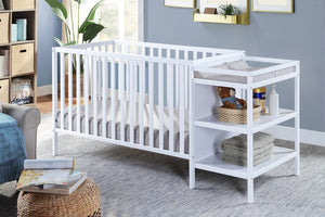 English Elm Palmer Convertible Crib Changer Combo Solid Wood Nursery Furniture in White B02263651