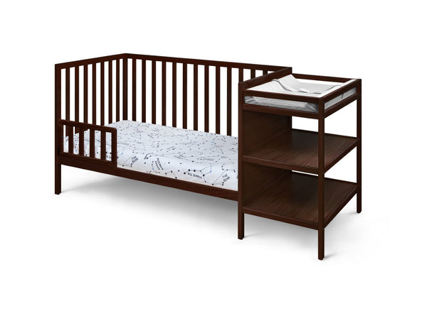 English Elm Palmer Convertible Crib Changer Combo Solid Wood Nursery Furniture in White Espresso B02263652