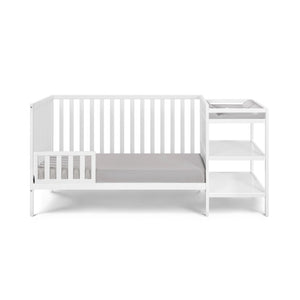 English Elm Palmer Convertible Crib Changer Combo Solid Wood Nursery Furniture in White B02263651