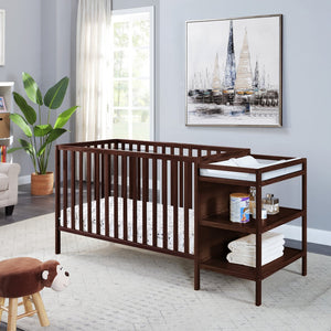 English Elm Palmer Convertible Crib Changer Combo Solid Wood Nursery Furniture in White Espresso B02263652