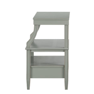 English Elm Newland Midnight Storage Nightstand with Drawer, Pull-Out Tray & Ample Shelves in Elegant Blue Finish Antique Gray B05063818