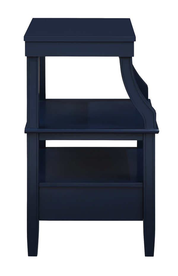 English Elm Newland Midnight Storage Nightstand with Drawer, Pull-Out Tray & Ample Shelves in Elegant Blue Finish Navy Blue B05063816