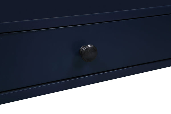 English Elm Newland Midnight Storage Nightstand with Drawer, Pull-Out Tray & Ample Shelves in Elegant Blue Finish Navy Blue B05063816