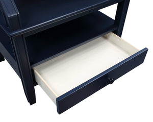 English Elm Newland Midnight Storage Nightstand with Drawer, Pull-Out Tray & Ample Shelves in Elegant Blue Finish Navy Blue B05063816