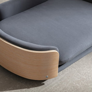 English Elm Scandinavian Mid-century Pet Sofa with Bentwood Back Solid Wood Legs Velvet Cushion W79460562
