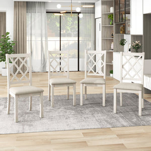 English Elm TOPMAX Mid-Century 5-Piece Round Dining Set for 4 with Upholstered Cross-Back Chairs, Durable Design Walnut N717S000226D