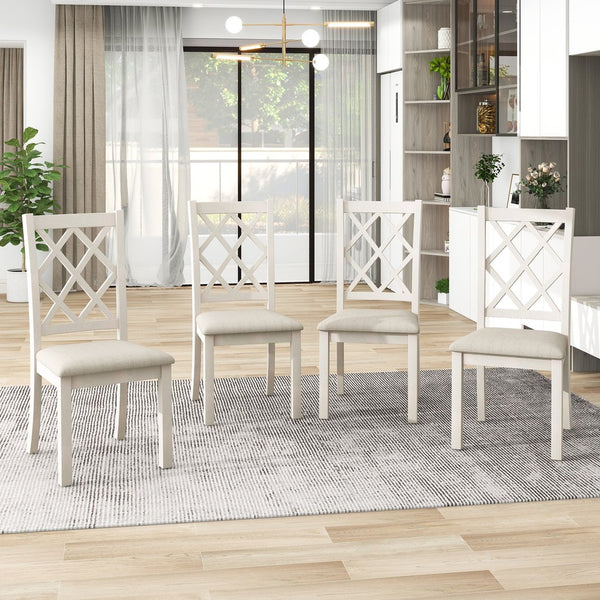 English Elm TOPMAX Mid-Century 5-Piece Round Dining Set for 4 with Upholstered Cross-Back Chairs, Durable Design Walnut N717S000226D