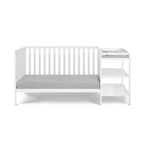 English Elm Palmer Convertible Crib Changer Combo Solid Wood Nursery Furniture in White B02263651