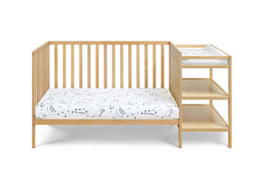 English Elm Palmer Convertible Crib Changer Combo Solid Wood Nursery Furniture with Storage Shelves B02263649