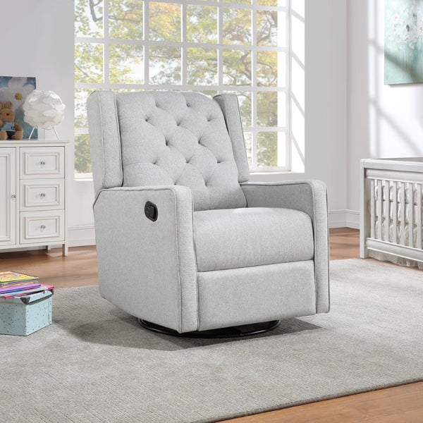 English Elm Milah Wingback Glider Recliner Tufted Tweed Upholstery Swivel Nursery Chair B02263782