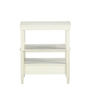 English Elm Newland Antique White Storage Nightstand with Drawer, Pull-Out Tray, Black Hardware & Fluted Legs B05063817