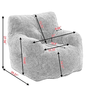 English Elm 010-soft Teddy Plush Bean Bag Chair Tufted Memory Foam Lounge Seat for Bedroom W52741087