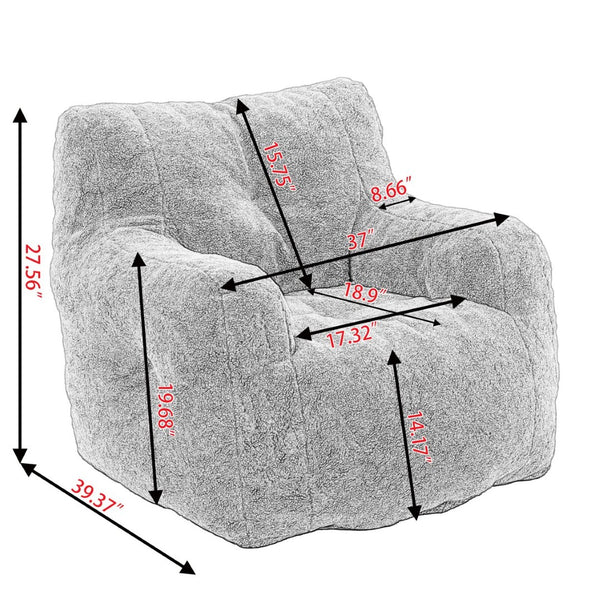 English Elm 010-soft Teddy Plush Bean Bag Chair Tufted Memory Foam Lounge Seat for Bedroom W52741087