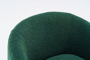 English Elm Teddy Fabric Barrel Swivel Chair with Metal Ring Base for Living Room Reading Nook Green W52741628