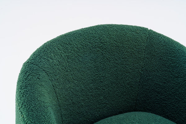 English Elm Teddy Fabric Barrel Swivel Chair with Metal Ring Base for Living Room Reading Nook Green W52741628