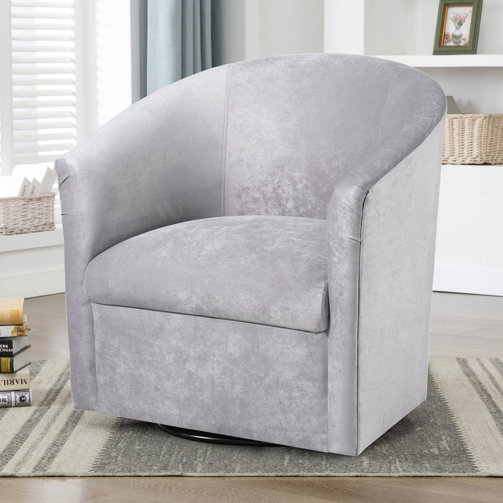 English Elm Eden Silver Microfiber Swivel Chair — Luxurious Velvet Feel, 360° Swivel, Durable 50K Double Rub Quality (Made in USA) B05063787