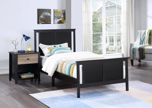 English Elm Connelly Split Panel Twin Bed Reversible Veneer Heritage Frame for Kids Bedroom Black B02263748