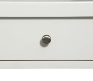 English Elm Madison White Nightstand with Brushed Nickel Pulls, Solid Wood & MDF, Drawer Glide, Open Shelf (21"H) B05063811