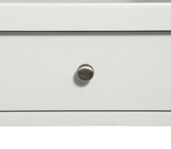 English Elm Madison White Nightstand with Brushed Nickel Pulls, Solid Wood & MDF, Drawer Glide, Open Shelf (21"H) B05063811