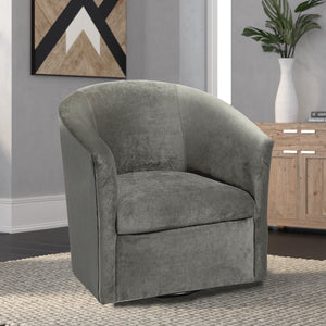 English Elm Eden Ash Grey Swivel Chair — Luxurious Velvet-Feel Microfiber, 360° Swivel, Solid Hardwood Frame B05063783