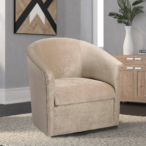 English Elm Eden Sand Microfiber Swivel Chair – Luxurious Velvet-Feel, Durable 360° Base, No Assembly, USA-made B05063785