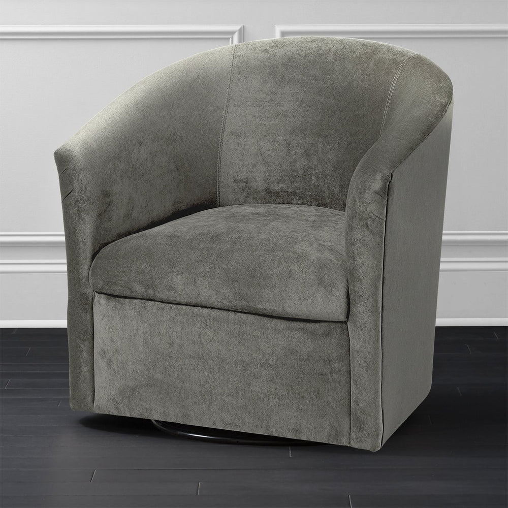 English Elm Eden Ash Grey Swivel Chair — Luxurious Velvet-Feel Microfiber, 360° Swivel, Solid Hardwood Frame B05063783