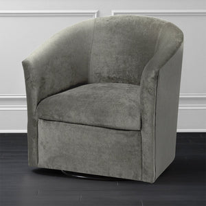 English Elm Eden Ash Grey Swivel Chair — Luxurious Velvet-Feel Microfiber, 360° Swivel, Solid Hardwood Frame B05063783